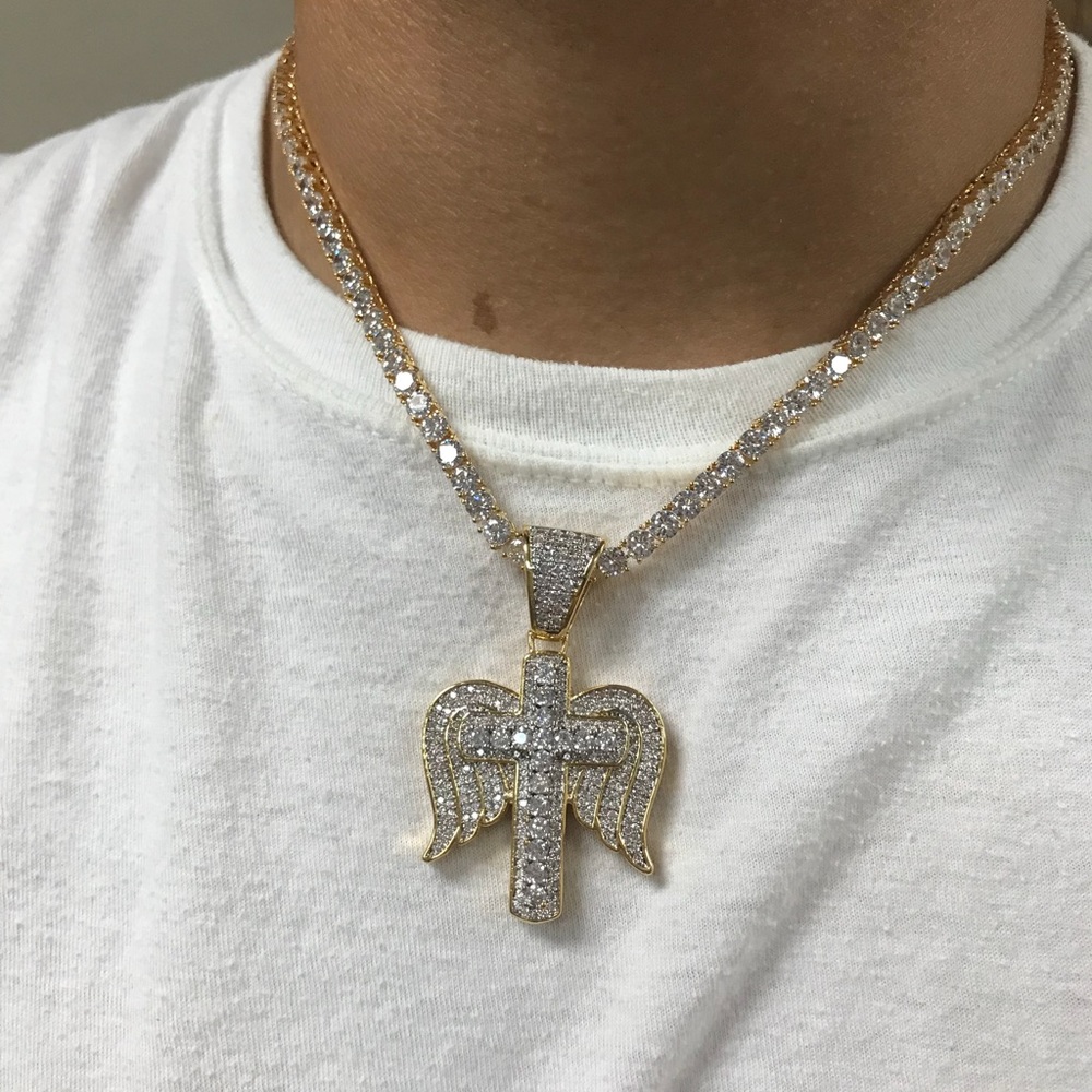Iced out cross with tennis chain